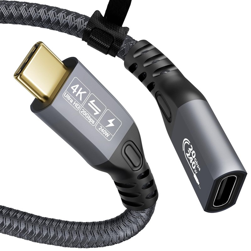 3 FT 1m TypeC Cable 240W 48V/5A USBC 3.2 Gen2x2 Extension 20Gbps 4K 60Hz