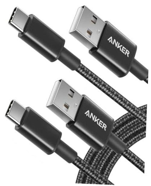 Anker Cable [Pack], USB A to USB C Cable for iPhone 17 6ft 2 Black