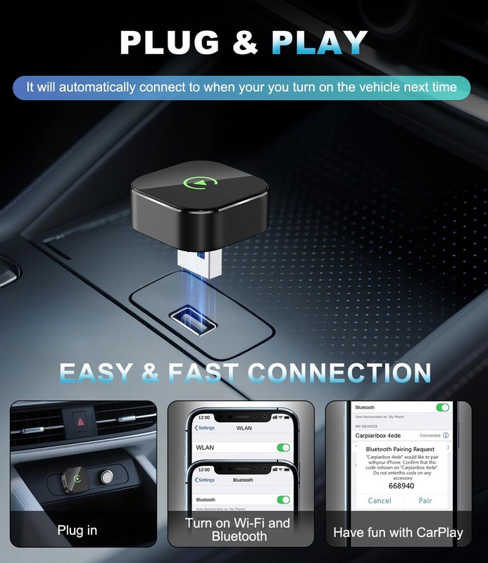 2026 Wireless CarPlay Adapter for Apple, Convert Wired to CarPlay Wireless Ad... gallery