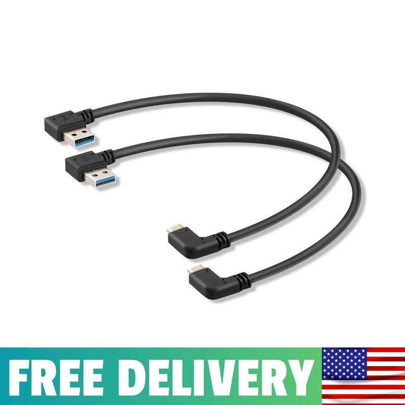 USB C 90 Degree Right Angle Cable Extension USB 3.0 Type C Cable Left & Right