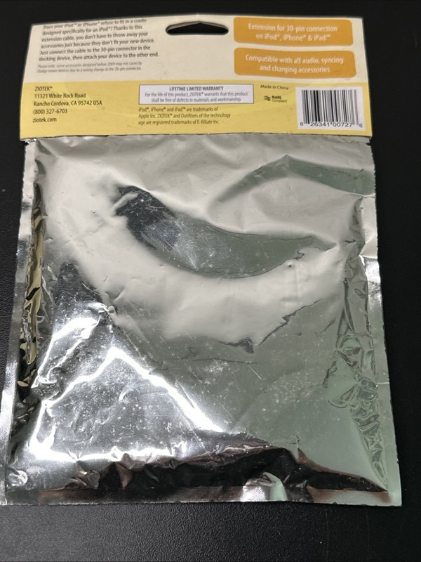 Ziotek Dock Extension Cable For iPhone, iPod, iPad 2 Ft New Sealed gallery