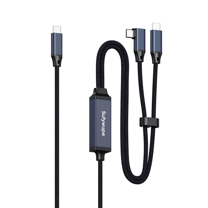 Sufywupe 2-in-1 USB C Cable 4Ft USB C to USB C、90 Degree USB-C Cable,140W Mul...