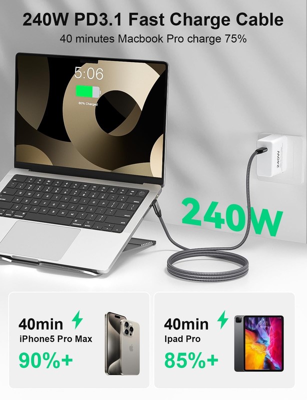 USB C to USB C Cable, Right Angle USB C 3.2 Gen 2 Cable 20Gbps USB Type C Dat... gallery