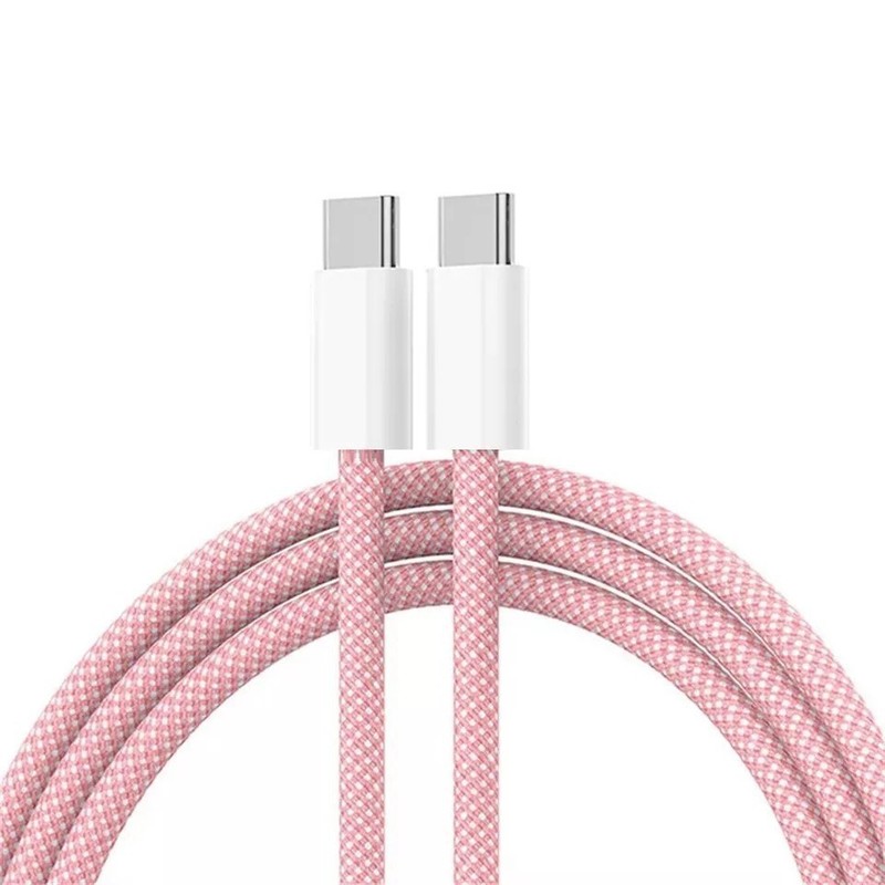 1 pcs C-TYPE-C (PINK) Braided Charging Data SYNC Charger Cable Cord