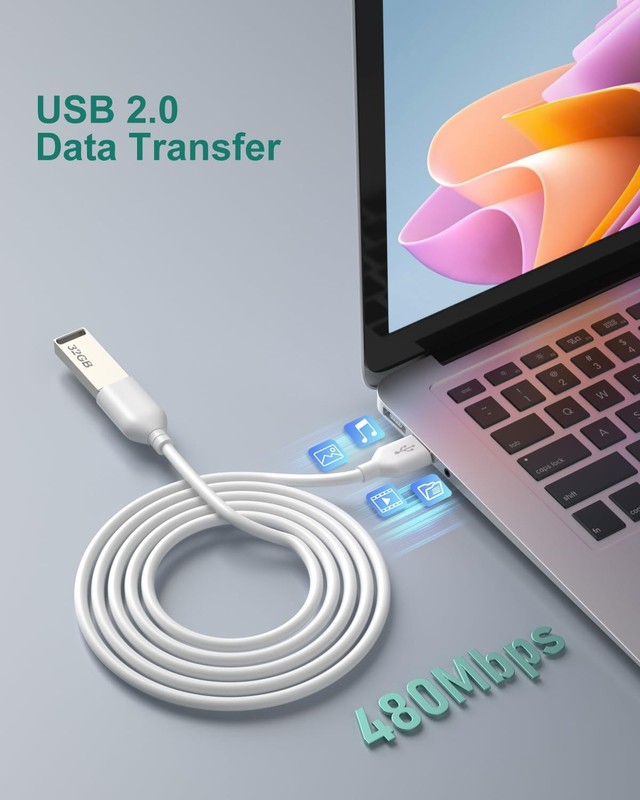 USB Extension Cable 10ft Type A Male to Female USB 2.0 Extender Cord White gallery