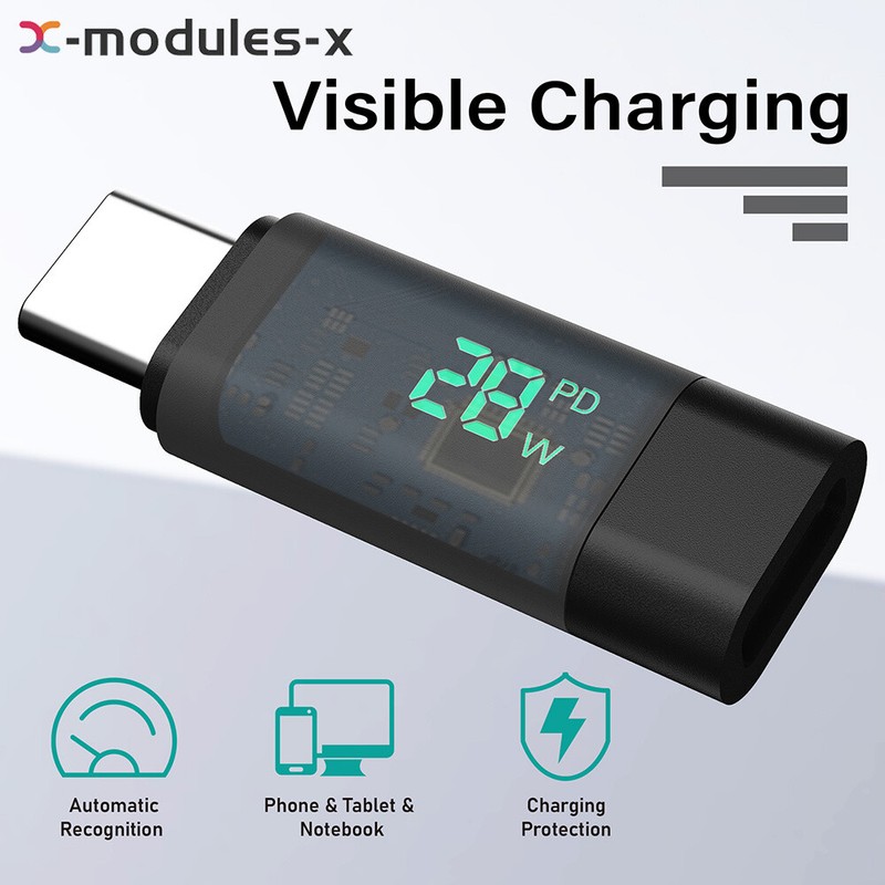 99W Power Digital Display Type-C Male to Female Adapter Fast Charging Power
