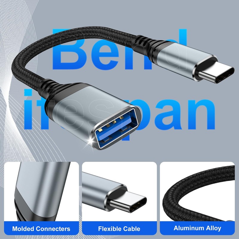5Gbps USB C To USB Adapter Type C To USB 3.0 OTG Cable On The Go C Male Gray gallery