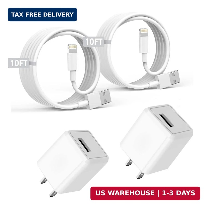 iPhone Charger 10FT, [Apple MFi Certified] 2-Pack Long Fast Charging Lightning C