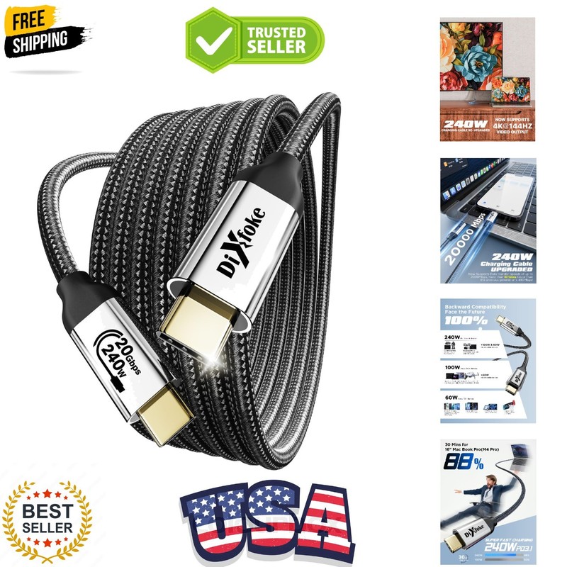 USB-C Cable [3.3 FT], 240W PD Fast Charging, 20Gbps Data Transfer, 2026 New U...