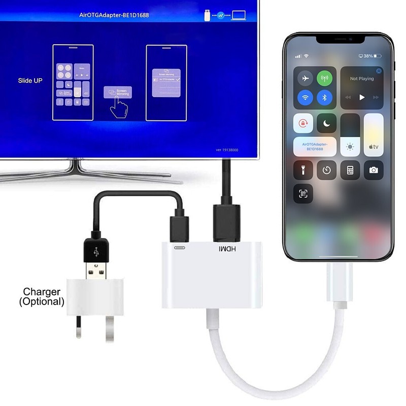4K Adapter for For iPhone 14 13 12 11 Pro Max XR 7 8 to HDMI Cable Digital AV TV