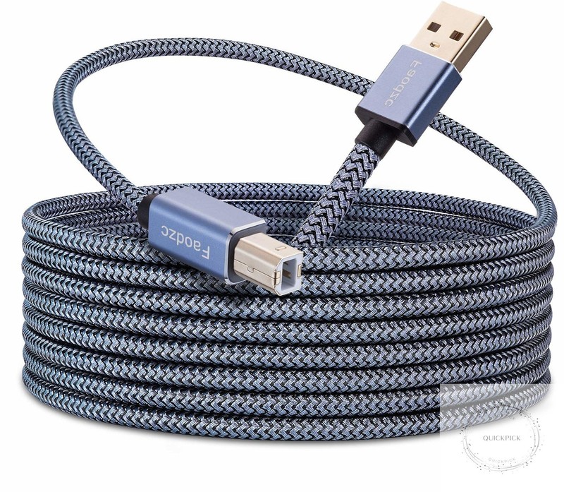 25 ft Printer Cable, Nylon Braided USB 2.0 Type A to B Cord, High-Speed 480Mbps