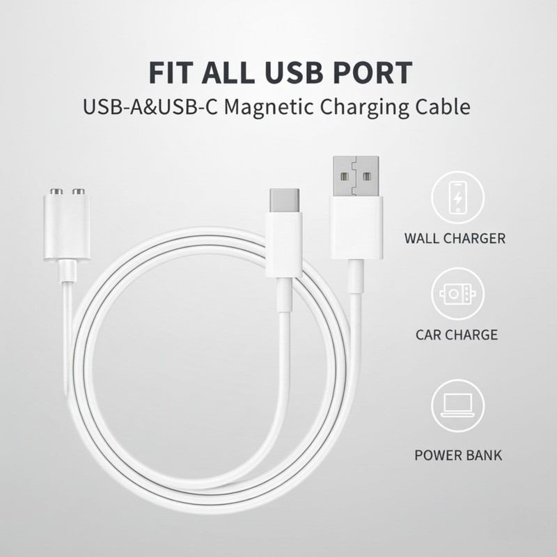 2PCS 5MM Magnetic Charging Cables, Rose Charger , USB-A & USB-, 2.7FT DC Char... gallery