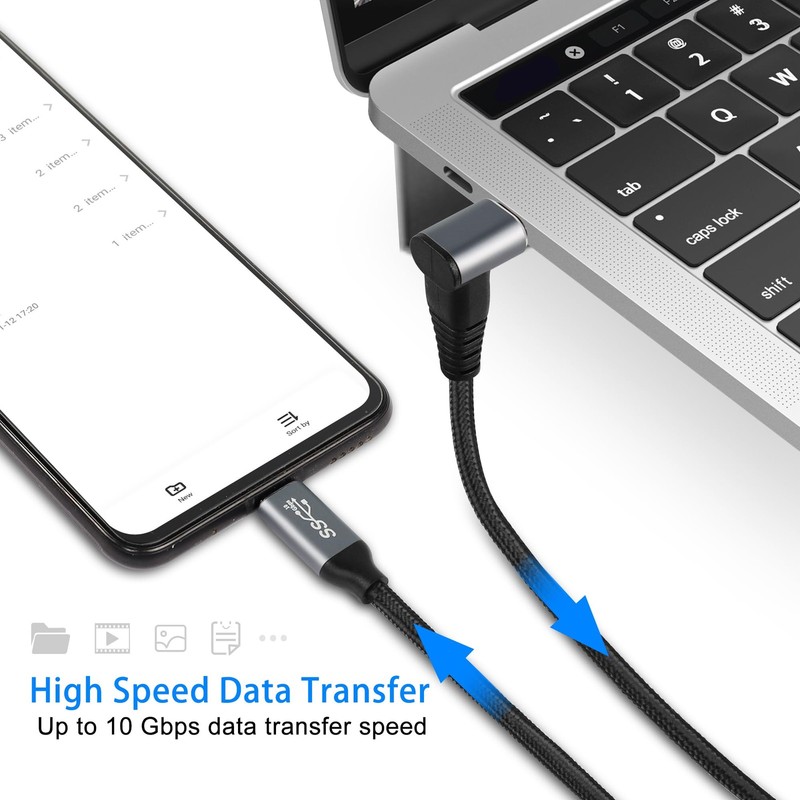 2M Right Angle USB C to USB C Cable,90 Degree 10Gbps 4K60Hz PD 100W USB3.1 Ge... gallery