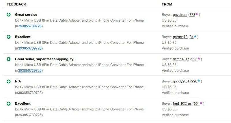 lot 4x Micro USB 8Pin Data Cable Adapter android to iPhone Converter For iPhone gallery