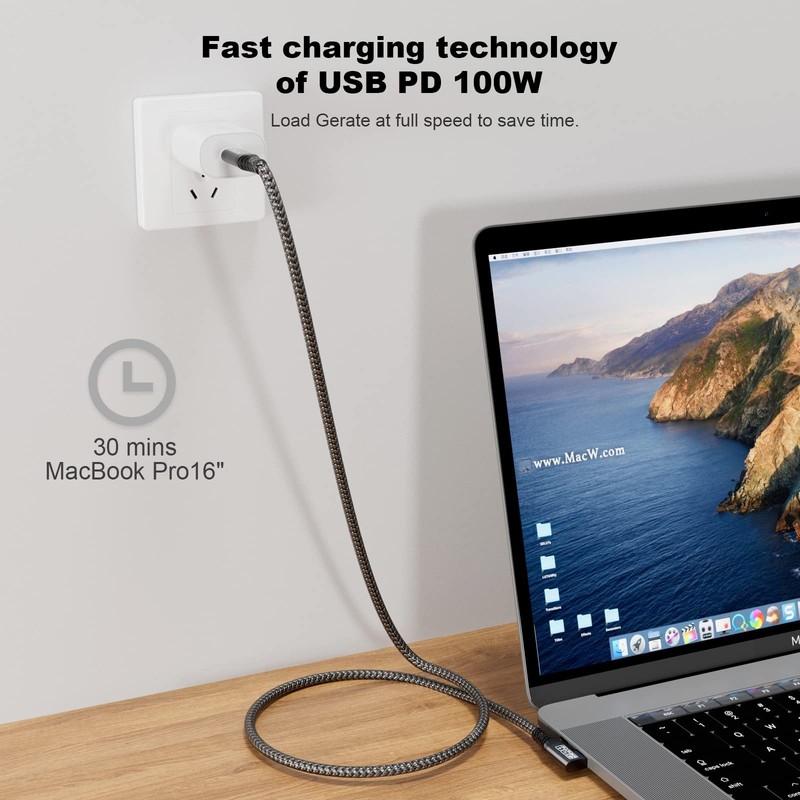 USB to 3.2 Gen 2×2 Cable 100W/20Gbps [6.6FT/2m] 4K Video Output Fast Charge w... gallery