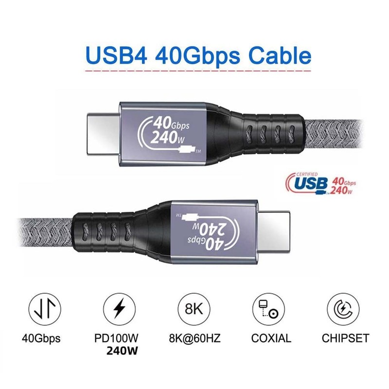 USB-IF Certification 240W USB4 Cable 40Gbps with 100W Charging and 8K60Hz 5K gallery