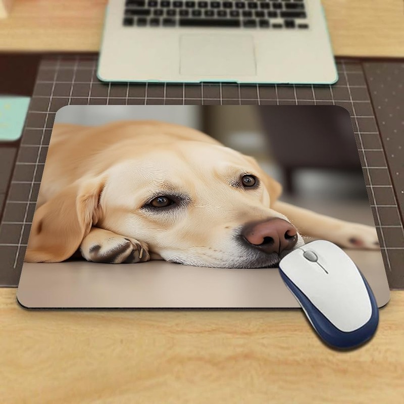 Gaming Mouse Pad Yellow Labrador Retriever is Waiting at Home Non-Slip Rubber... gallery