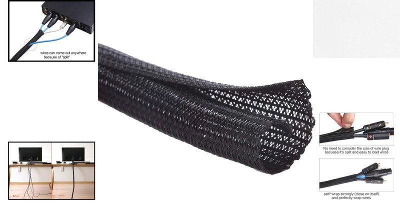 Durable 10ft Split Sleeving for USB & Audio Cables - Chew-Proof Black Tubing gallery