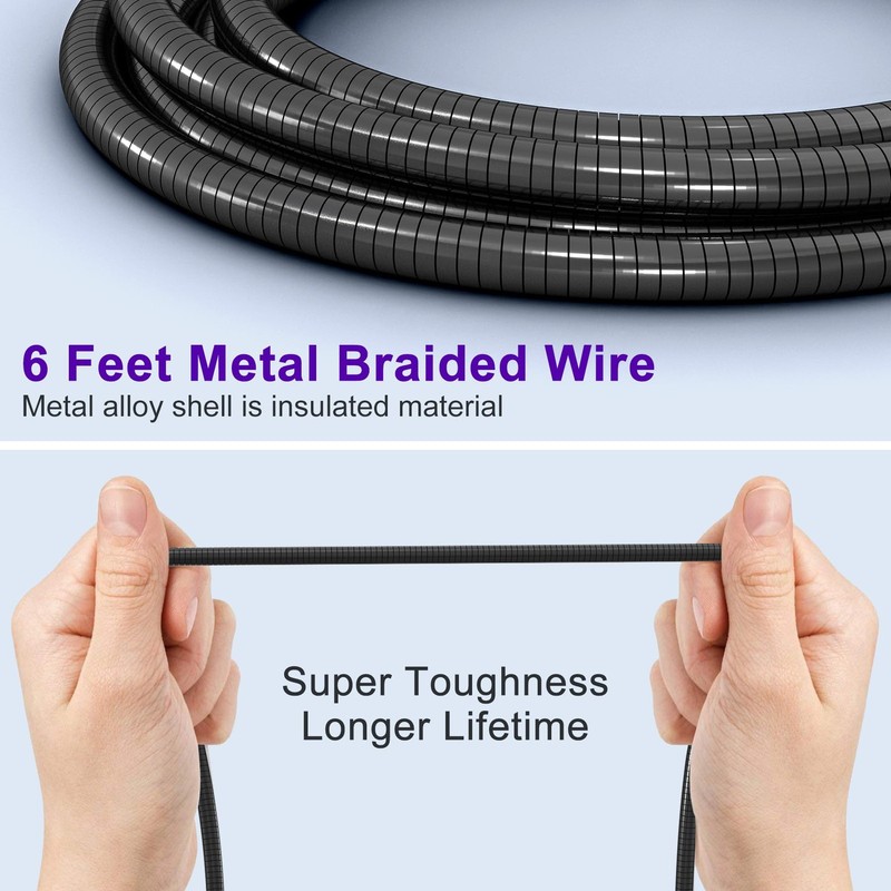 6FT Chew Proof iPhone Charger Cord - MFi Certified Metal Braided Lightning Ca... gallery