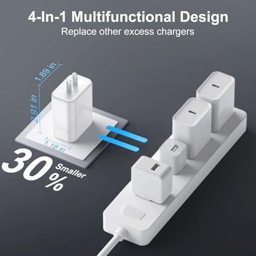 40W USB C Charger Block 3-Pack, Fast Charging 4-Port PD & QC Power Adapter, iPho gallery