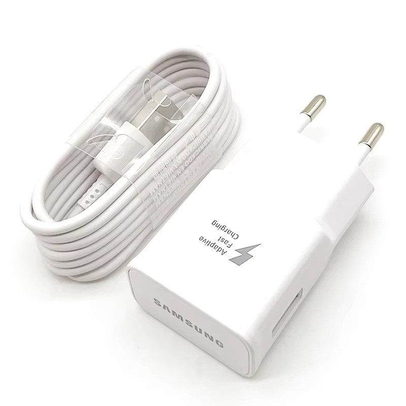 15W Samsung Super Fast Charger USB C Adapter with Cable EU Plug White Set