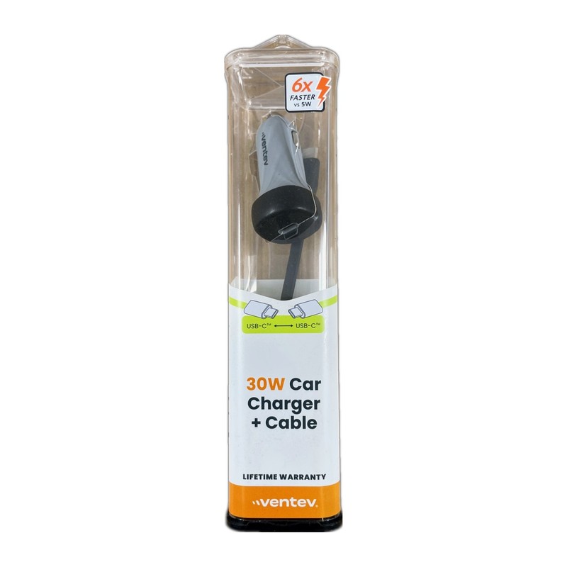 Ventev 30W Car Charger USB-C to USB-C Gray