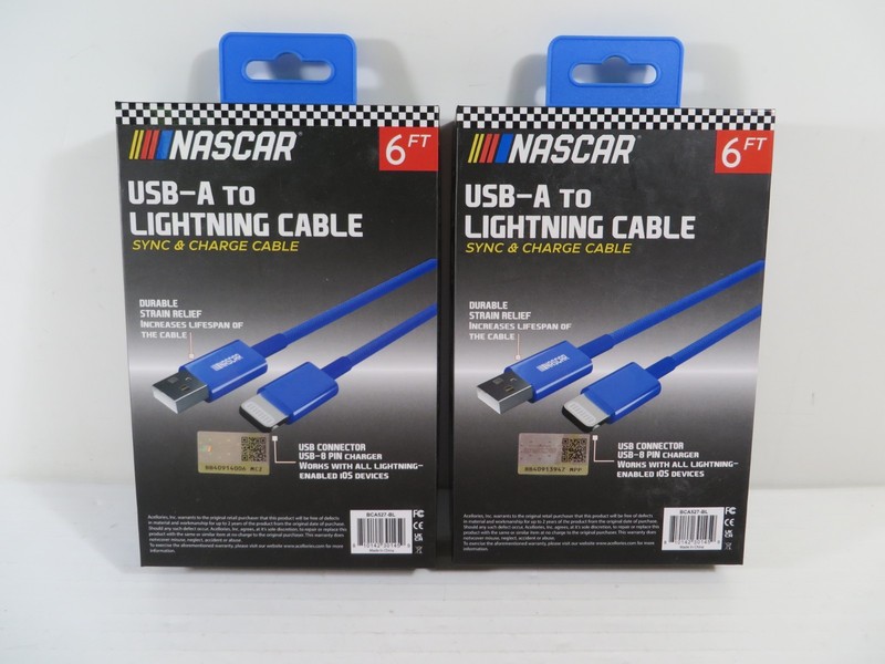 2 Pack Nascar USB-A Fast Sync Charge Cable Blue 6ft, New gallery