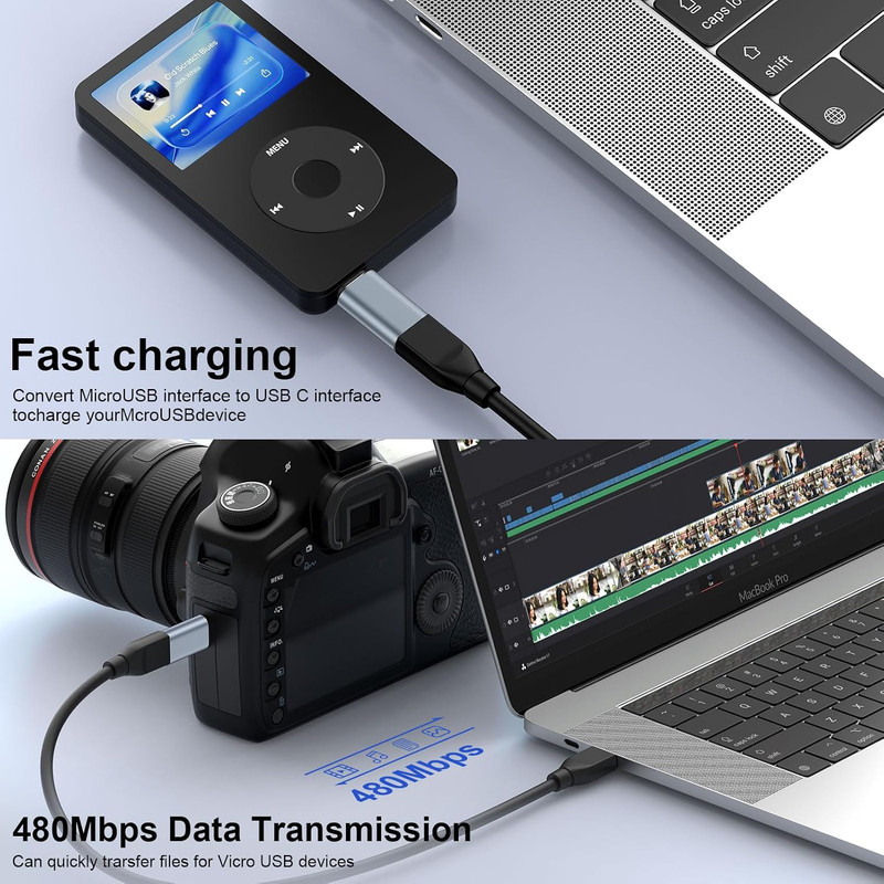 USB C to Micro USB Adapter, 4Pack Type C Female to Micro USB Male Converter | Mi gallery