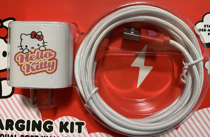 NEW Hello Kitty Charging Kit ~ 3.1 AMP Dual Port Plug + USB-C to USB-A 6ft Cable gallery