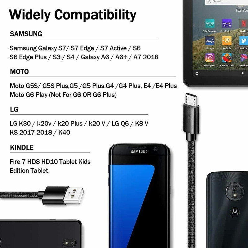 Micro USB Cable 3/6/10Ft Fast Charge Cord For Samsung S7 S6 LG Android Charger gallery