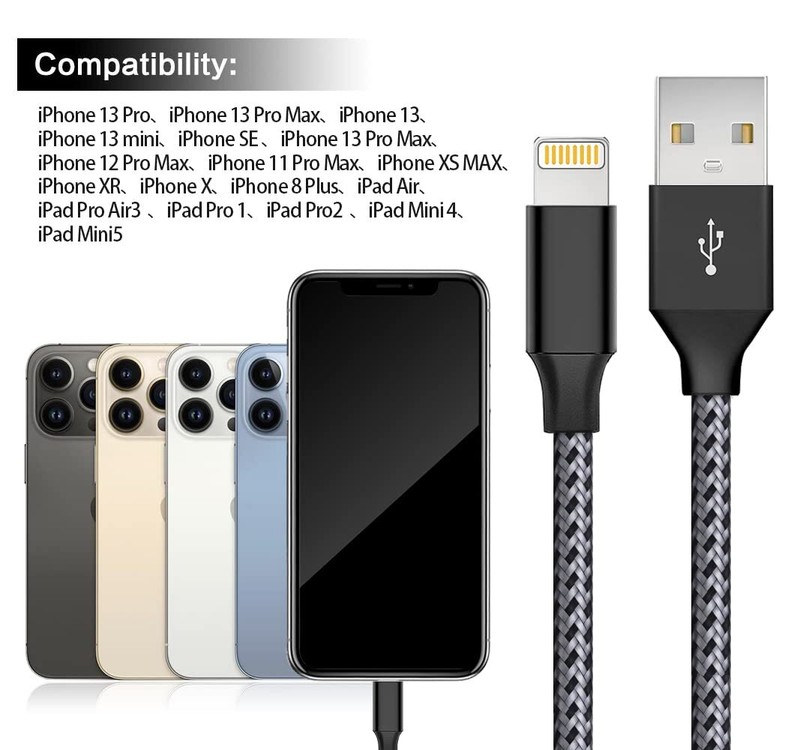 For Apple iPhone 14 13 12 11 Pro Max XR X 8 USB Data Fast Charger Cable Cord Lot gallery