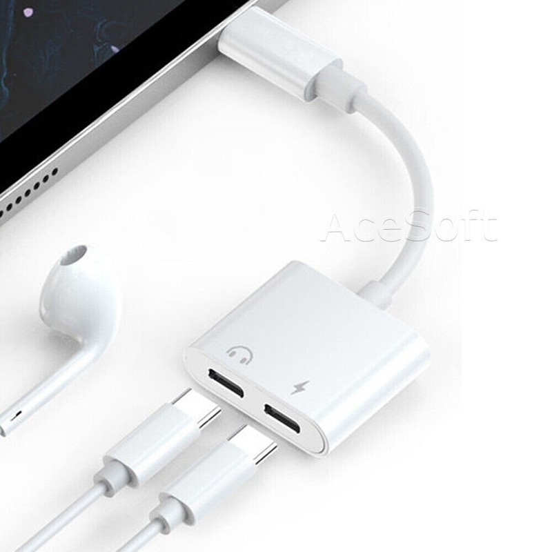 100% NEW 2in1 Dual Type-C USB C to AUX Headphone Jack Cable f Samsung Galaxy A8S