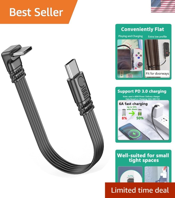 12-Inch Tangle-Free USB C Cable – High-Speed Data Transfer & Fast Charging