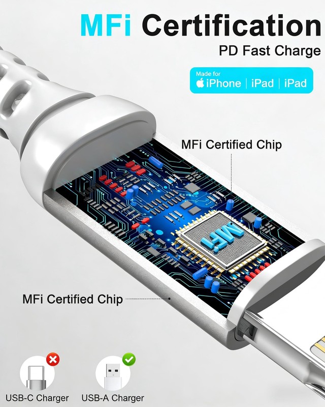2ft USB to Lightning Cable (2-Pack) MFi Certified, Short iPhone Charger Cord ... gallery