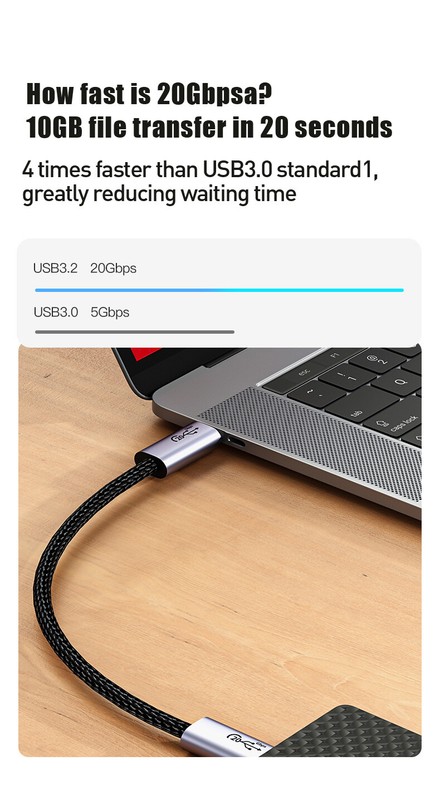 USB 3.2 Type-C TO USB C 5A 100W Power Fast Charging Quick charger Cable 20Gbps gallery