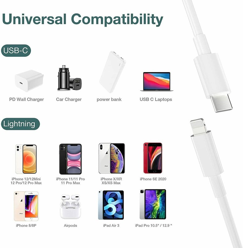 Fast Charger Cable Type USB C PD Cord to For iPhone 14 13 12 11 Pro Max XR lot gallery