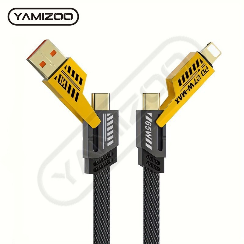 4 in 1 USB C Charging Cable 1.2m Type-C Connector Nylon PD 65W 27W Fast Charging