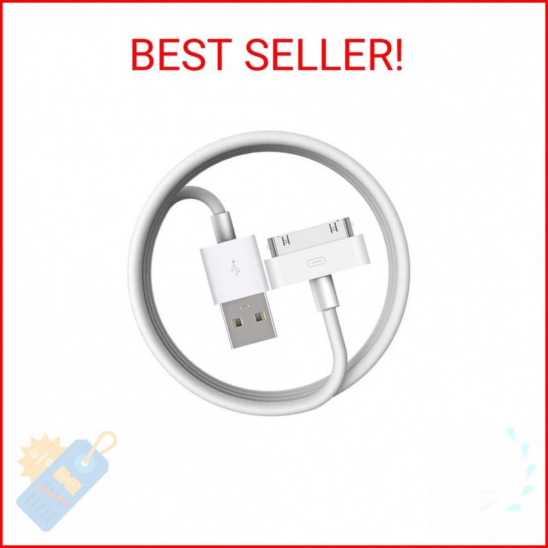 Apple MFi Certified 30-Pin to USB Cable for iPhone 4/4S, iPad 1/2/3, iPod Classi