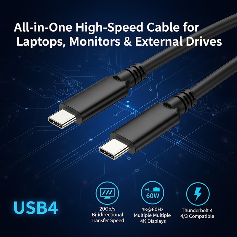 USB 4.0 to USB Link Cable(16.5ft), 20Gbps 100W Fast Charging USB Cable, 8K HD... gallery