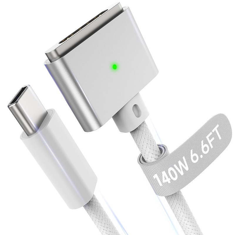Magnetic 3 Cable USB-C 6.6FT Compatible with M5/M4/M3/M2 Macbook Air Pro Charger