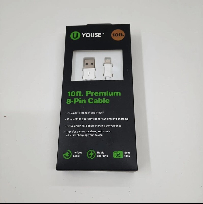 U Youse 10 FT. Premium 8-pin Cable High Quality Cable & Charge Fast New