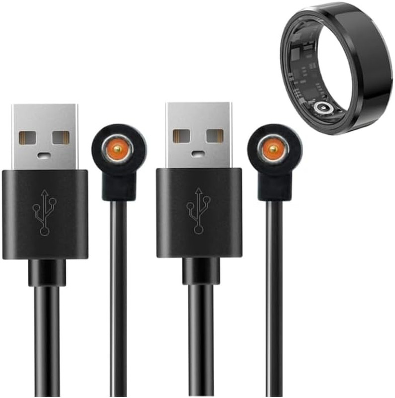 2 Pcs Magnetic Smart Ring Chargers Replacement Charger Cord for 4 Mm Suitable fo
