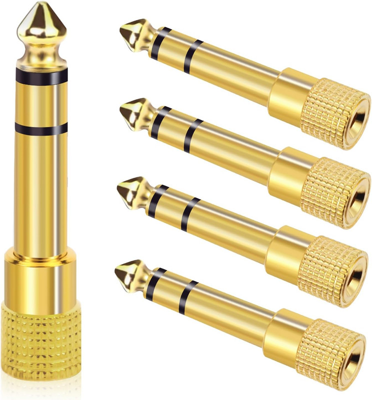 Paquete de 5 adaptadores de 3,5 mm a 1/4", chapados en oro gallery