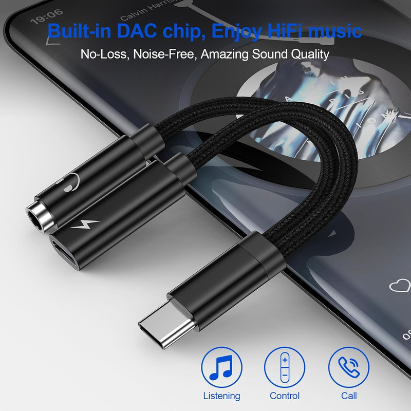 USB C to 3.5Mm Headphone and Charger Adapter Compatible with Galaxy S24 S23 FE gallery