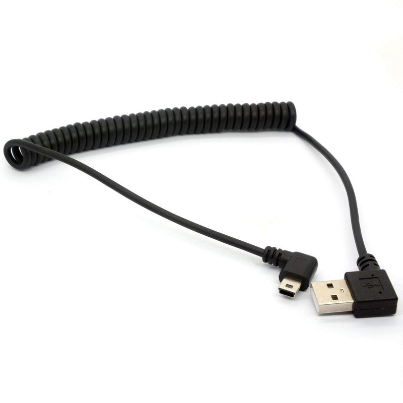 Coiled Mini USB Cable, 90 Degree Spring USB 2.0 to Mini USB Cable Cord, Right An gallery