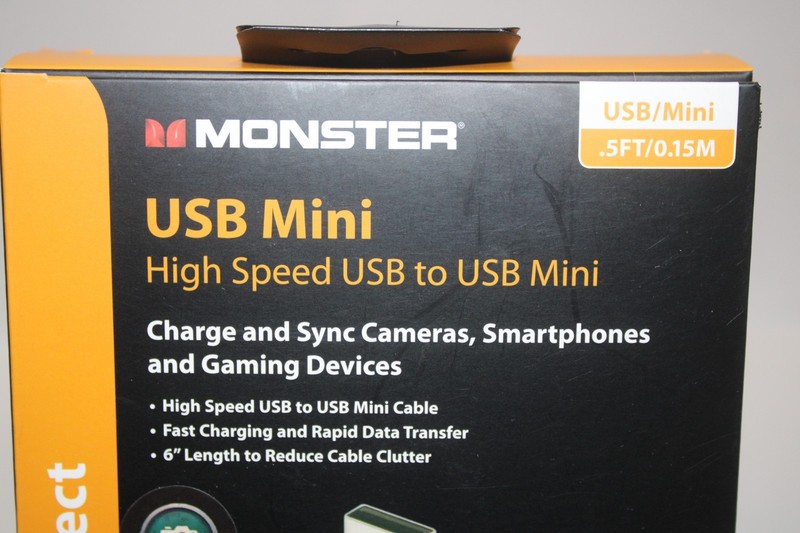 🔌 Monster Essentials USB to Mini USB Cable – 0.5FT / 0.15M – WHITE – NEW IN BOX gallery