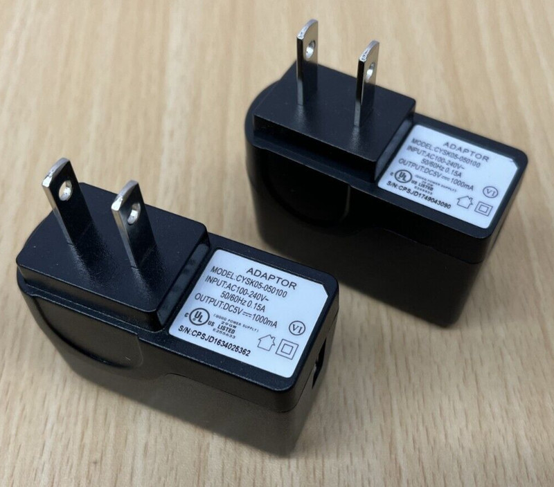 Set of 2-USB 2.0 Wall Charger Adaptor 5V 1000mA Model: CYSK05-050100
