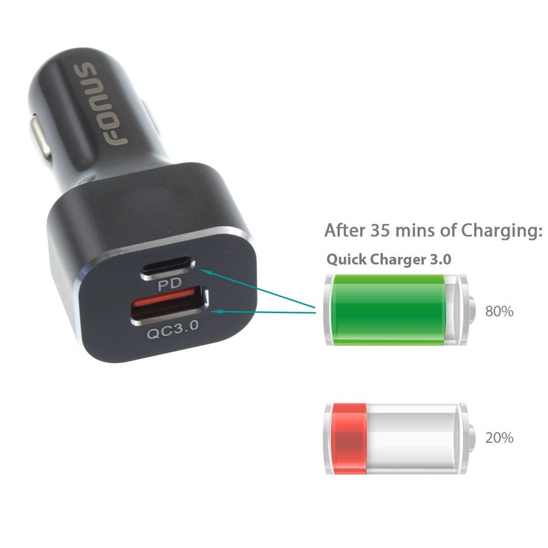 For Galaxy A32/A33/A34/A35/A36 - Quick Car Charger 36W 2-Port USB Type-C PD gallery