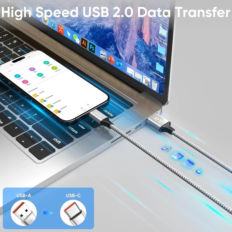 20 Ft USB C Cable, Long USB A 2.0 to Type C 12W Fast Charging & Data Transfer Co gallery