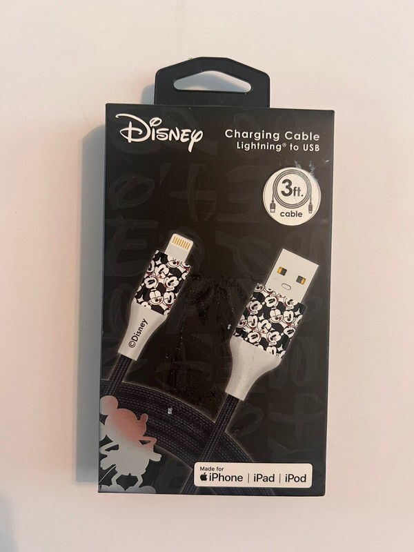 Disney Mickey iPhone iPad iPod charging Cable USB 3 Ft Cable Free Ship